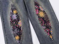 'Radiance' Embroidered Wide Leg Denim Jeans