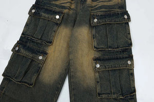 'Wasteland' Multi-Pocket Vintage Wash Cargo Jeans