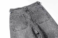 Rhinestone Embellished Gray Denim Jeans