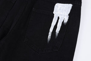 'Haunter' Custom Painted Black Denim Jeans