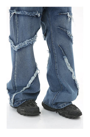 Fringed Shadow Baggy Denim Jeans
