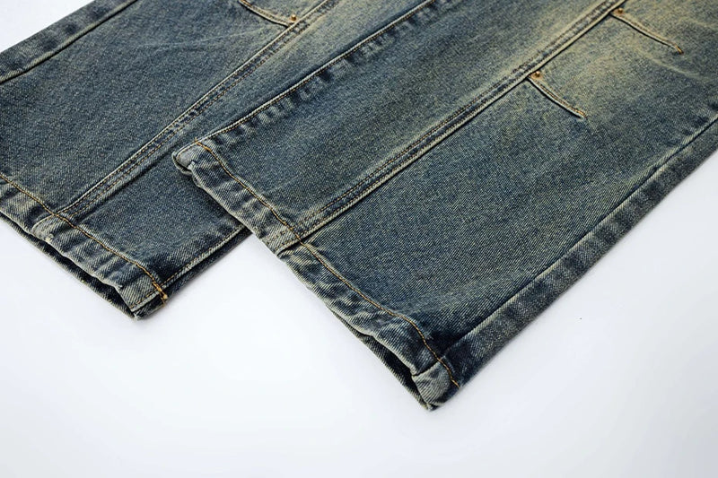'Domain' Pleat Stitch Vintage Wash Denim Jeans