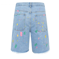 'Brushstroke' Embroidered Denim Shorts