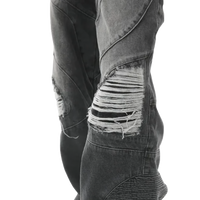 'Moto' Distressed Flare Leg Baggy Denim Jeans