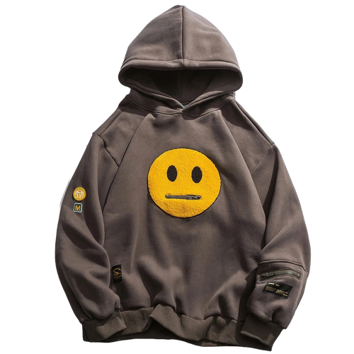 Neutral Face Patched Cotton Hoodie
