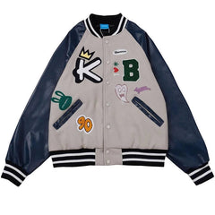 Clout Collection | Varsity Jacket with Custom Bone Patching Black / L