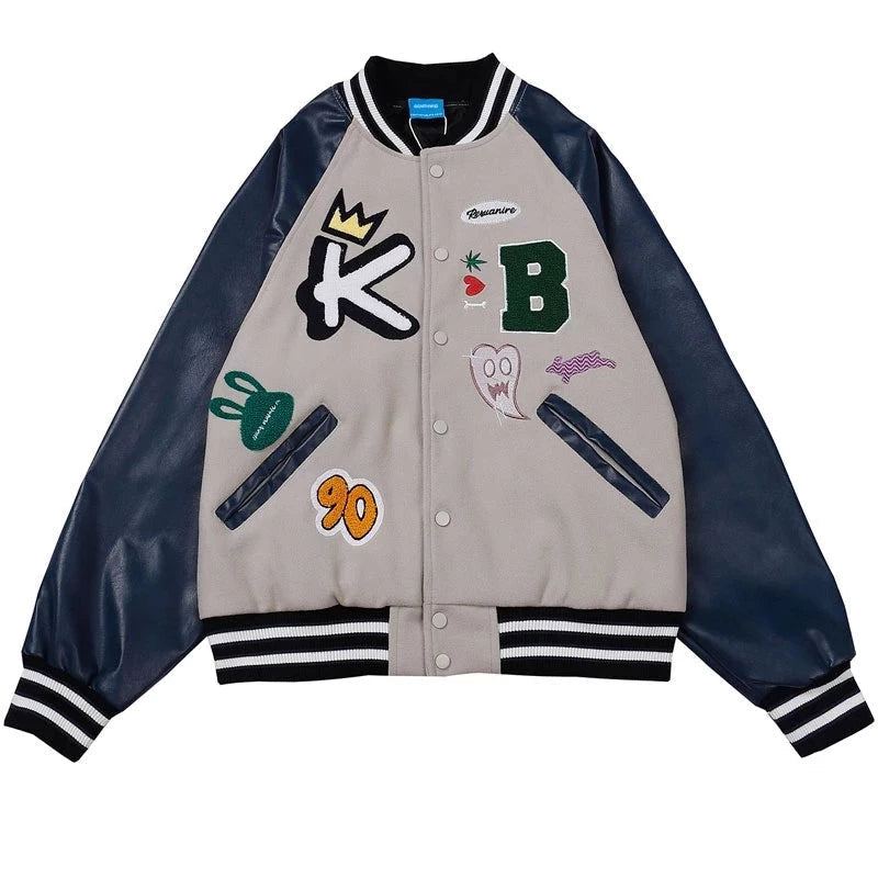 CLOUT COLLECTION ™  Varsity Jacket with Custom 90s Aesthetic Patching