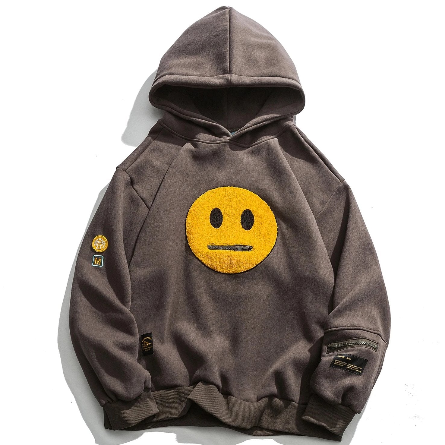 Neutral Face Patched Cotton Hoodie | Clout Collection – CLOUT COLLECTION
