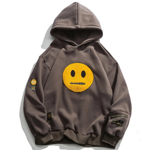 Neutral Face Patched Cotton Hoodie - Clout Collection High Fashion Streetwear Men's and Women's