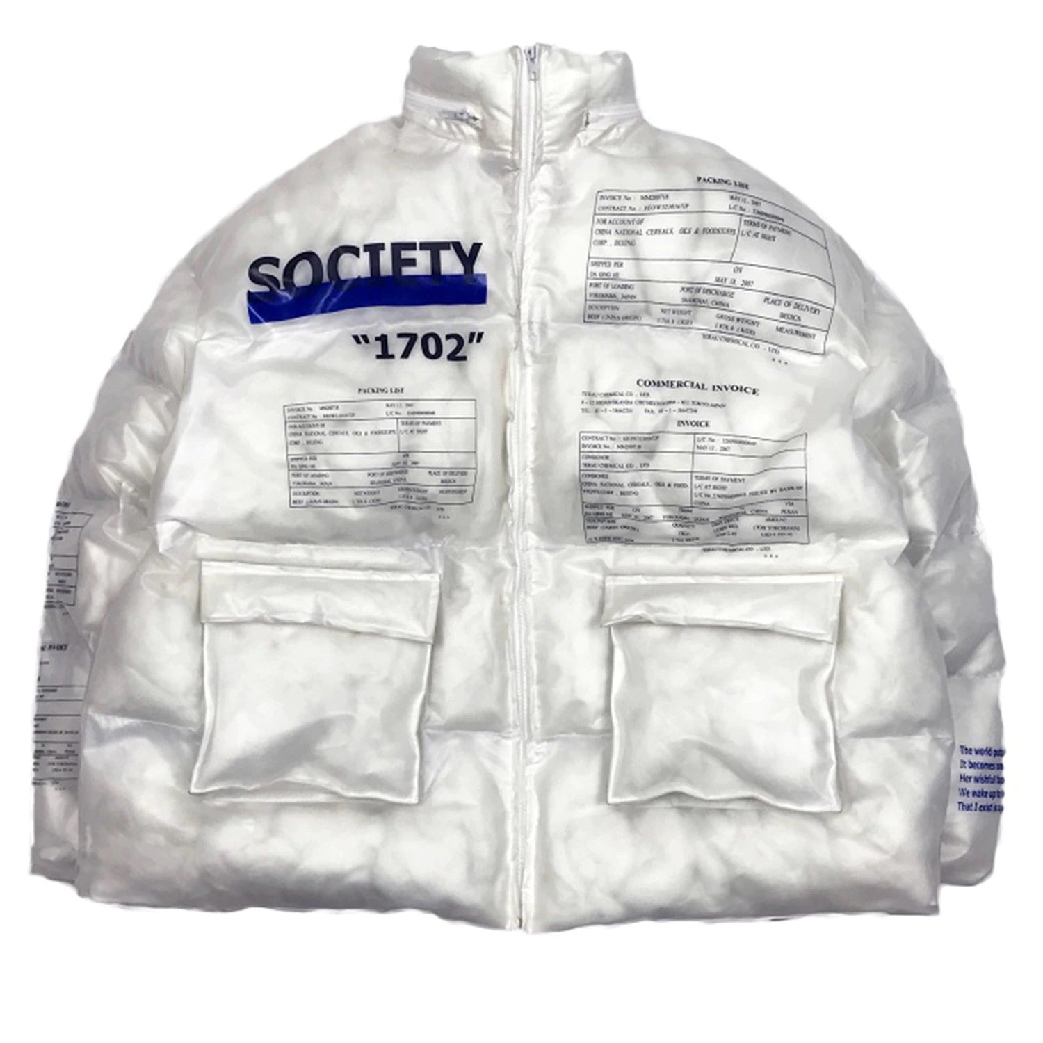 Clout Collection | 'Society' Transparent Puffer Jacket White / XL