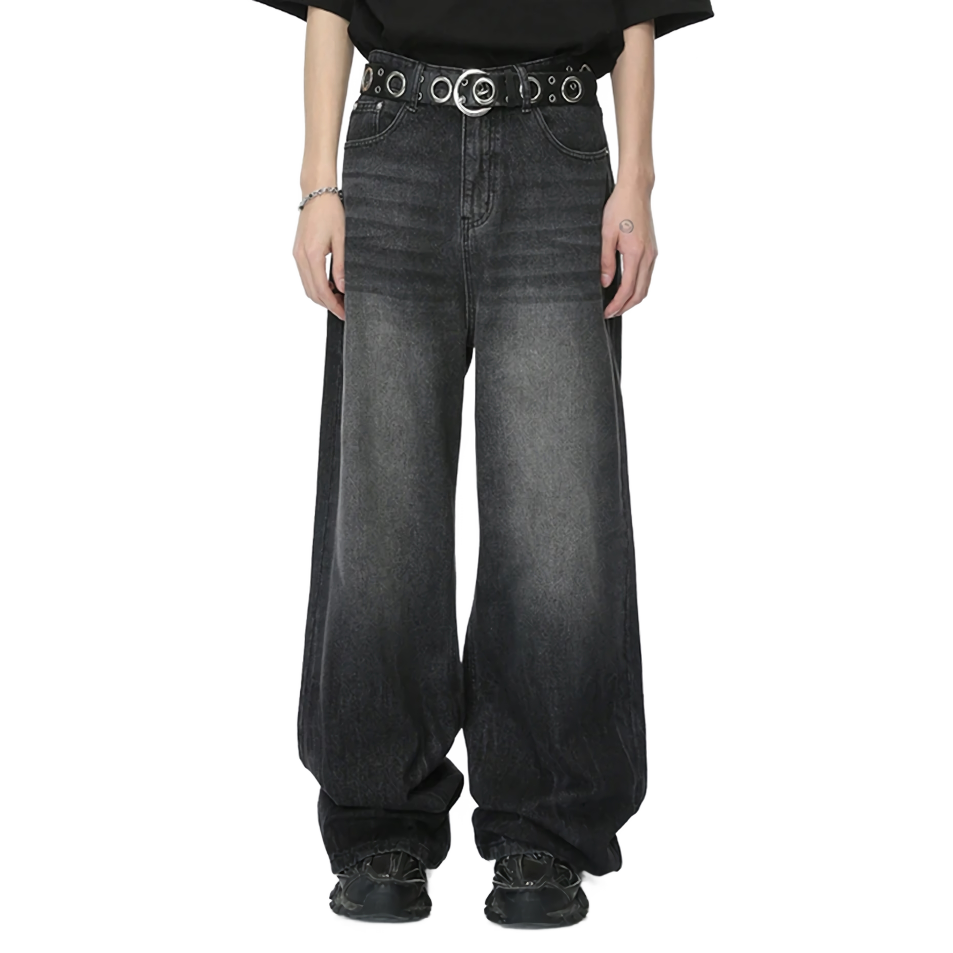 CLOUT COLLECTION ™️  'Onyx' Wide Leg Black Denim Jeans