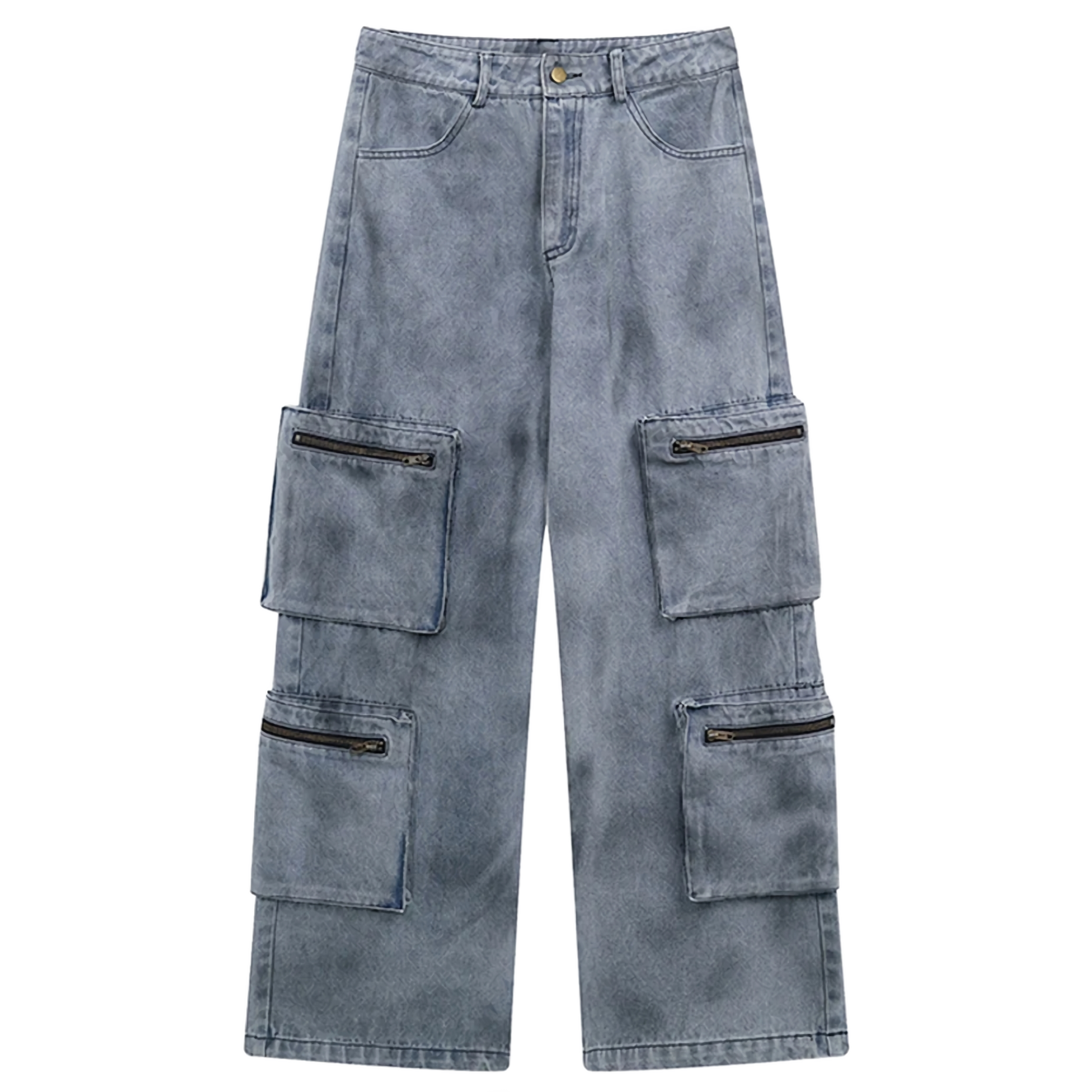 CLOUT COLLECTION ™️ | 'Atlas' Gray Wash Denim Cargo Jeans