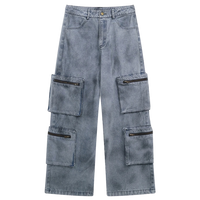 'Atlas' Gray Wash Denim Cargo Jeans