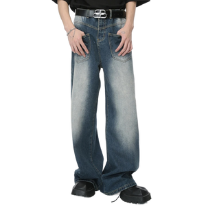 'Drift' Reverse Pocket Faded Blue Denim Jeans