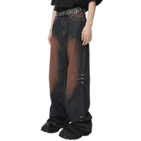 Rusty Fade Flare Denim Jeans with Rivet Detail