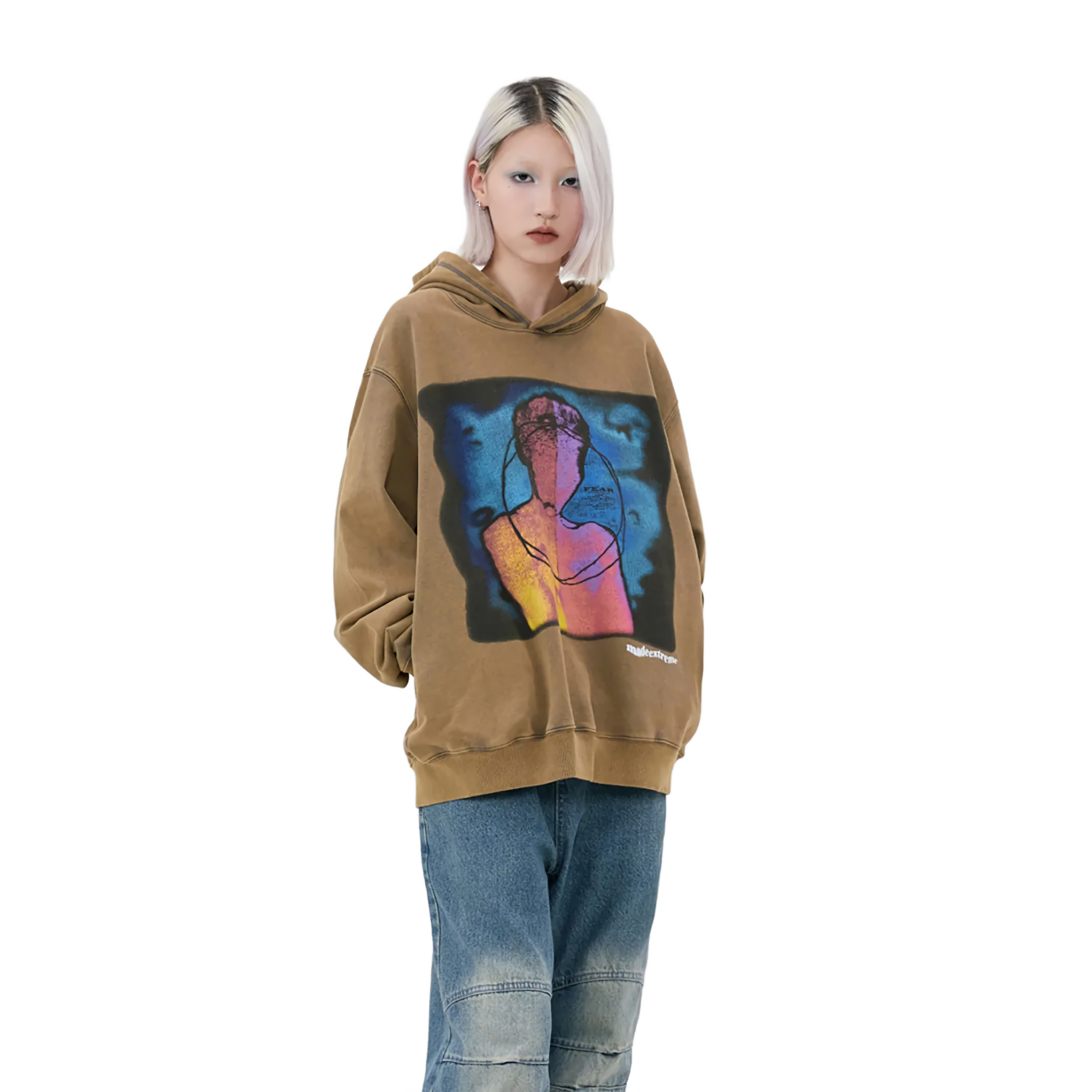 Neutral Face Patched Cotton Hoodie  Clout Collection – CLOUT COLLECTION