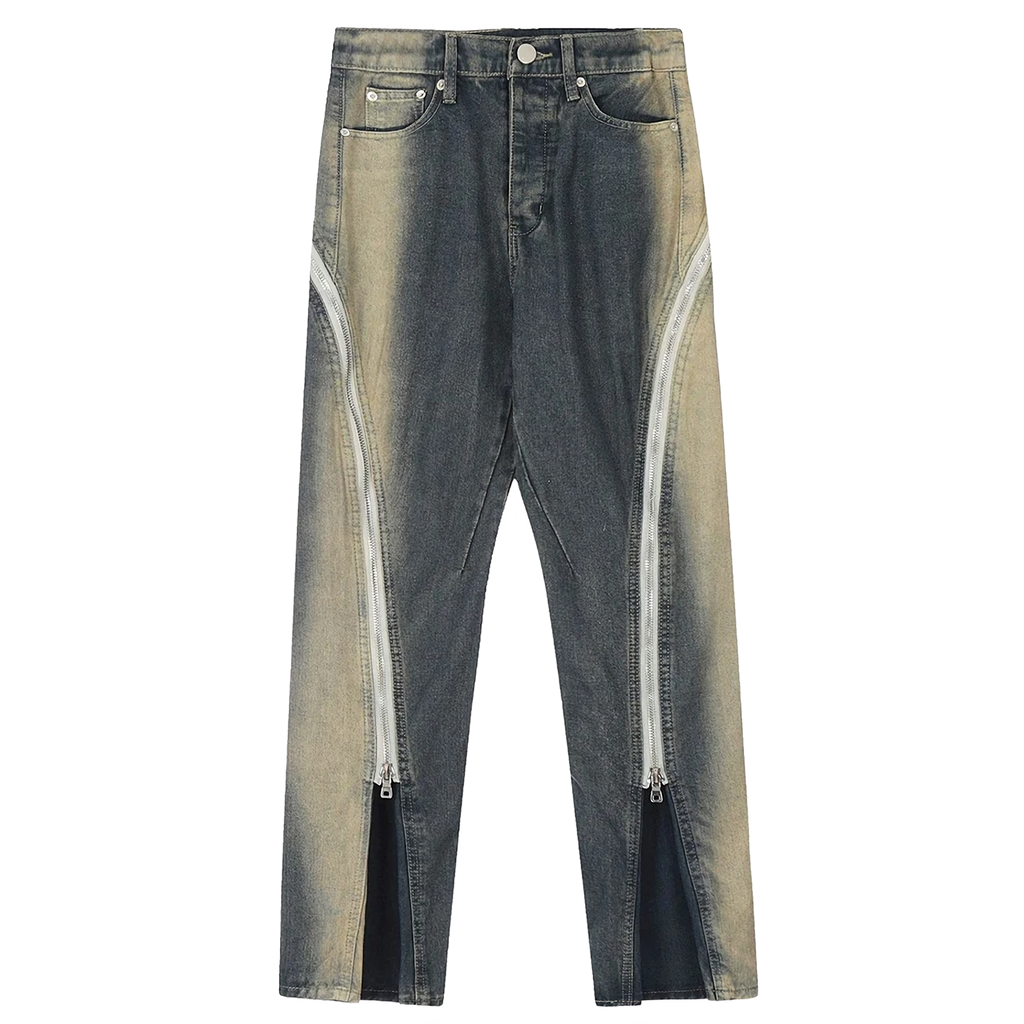 'Stride' Full Zip Stacked Denim Jeans