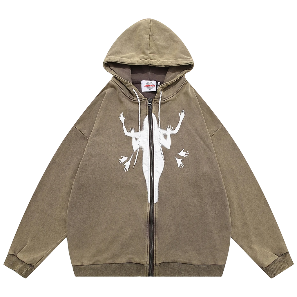 Extreme Aesthetic 'Shadow' Zip-Up Cotton Hoodie