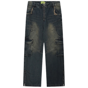 Retrograde Vintage Side Zip Denim Cargo Jeans
