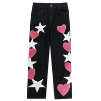 'Star Crossed' Embroidered Patch Denim Jeans