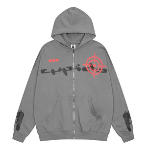 Extreme Aesthetic V3 Graphic Print Zip Up Hoodie