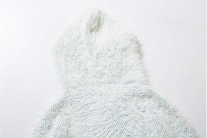 Furry Knit Cotton Zip Up Hoodie