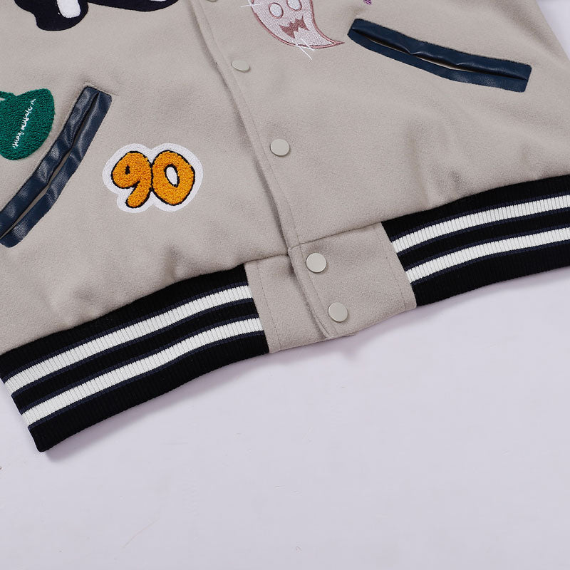 Varsity Jacket with Custom 90s Aesthetic Patching