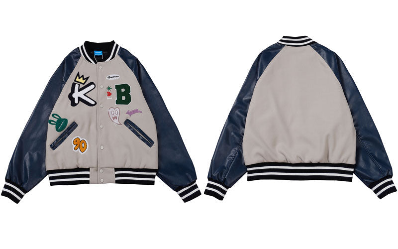 CLOUT COLLECTION ™  Varsity Jacket with Custom 90s Aesthetic Patching