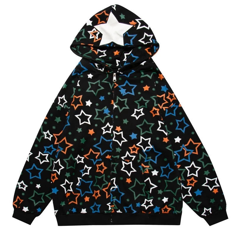 CLOUT COLLECTION ™ | All Over Star Print Full Zip Hoodie