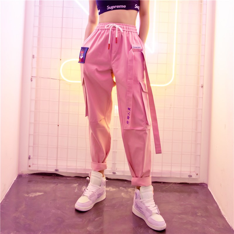Pink Cargo Joggers With Drawstrings, MISSTRUTH