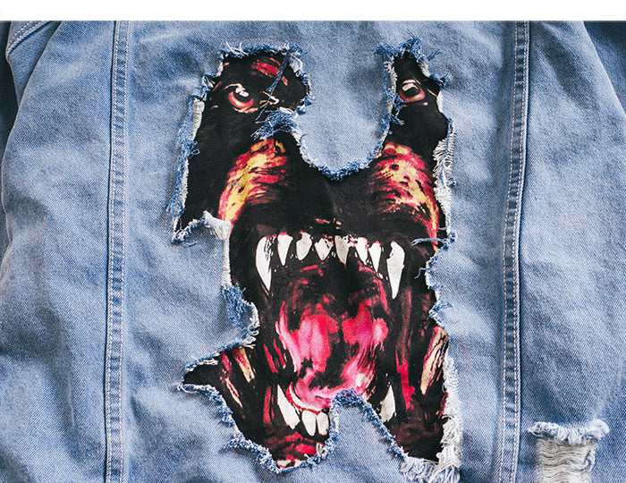 Vicious Custom Denim Jacket - Clout Collection High Fashion Streetwear Men's and Women's