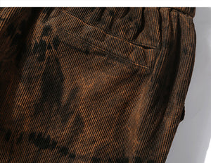 Extreme Aesthetic Earth Tone Tie-Dye Loose-Fit Corduroy Pants - Clout Collection High Fashion Streetwear Men's and Women's