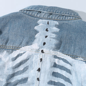 Hand Painted Denim Jacket with Skeleton Design | Clout Collection ...