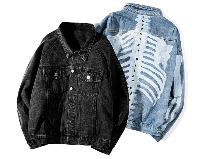 Horrific designs Custom denim jacket mens L american traditional style