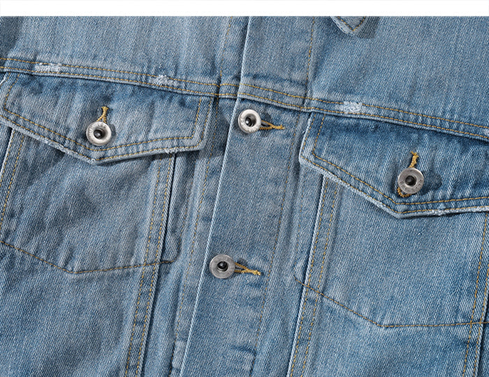Retro Wrangler Denim Jacket – Chain Stitched Embroidery – Crazy Character  Full Back Design – Dark Wash | Boardwalk Vintage
