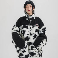 Extreme Aesthetic Borg Zip-Up in Cow Print - Clout Collection High Fashion Streetwear Men's and Women's