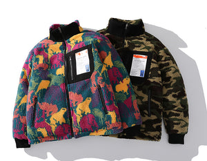 Reversible Borg Zip-Up in Camo - Clout Collection High Fashion Streetwear Men's and Women's