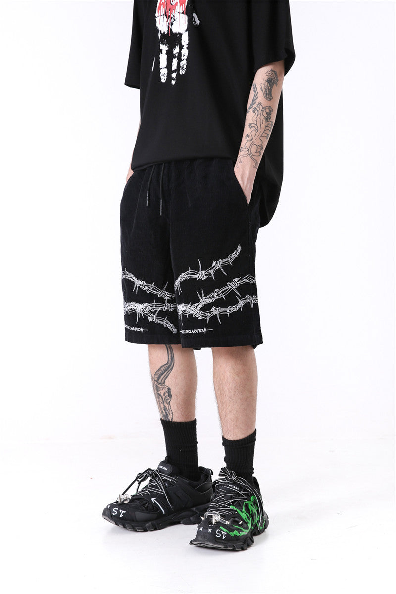 Magic Declaration Savage Barbed-Wire Shorts - Clout Collection High Fashion Streetwear Men's and Women's