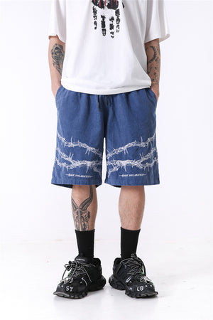 Magic Declaration Savage Barbed-Wire Shorts - Clout Collection High Fashion Streetwear Men's and Women's