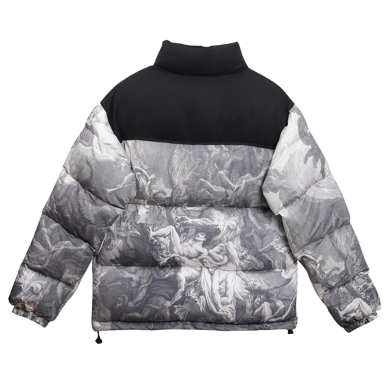 ‘The Plague’ Monochrome Print Down Puffer Jacket | Clout Collection ...