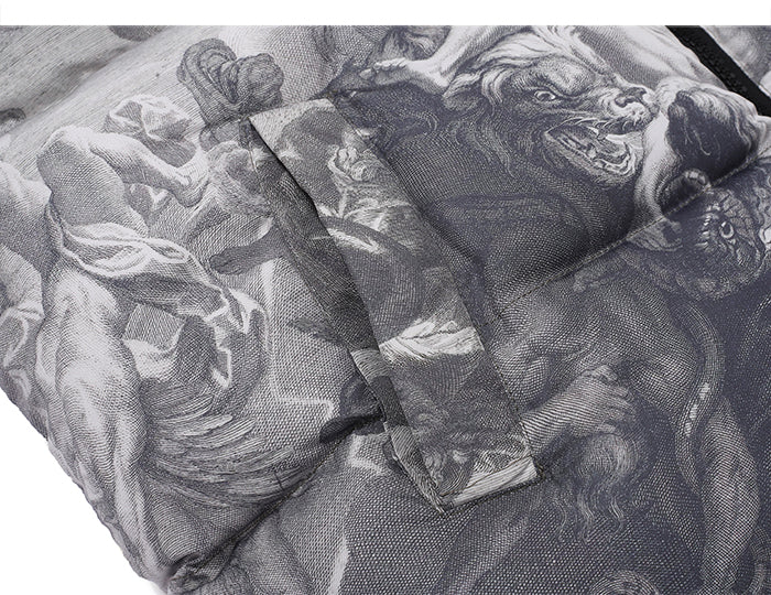 ‘The Plague’ Monochrome Print Down Puffer Jacket