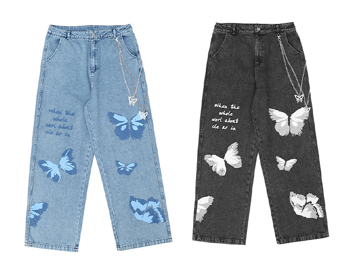 ASOS DESIGN baggy jeans with landscape print - part of a set