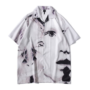 Ghost Face Short Sleeve Button Up