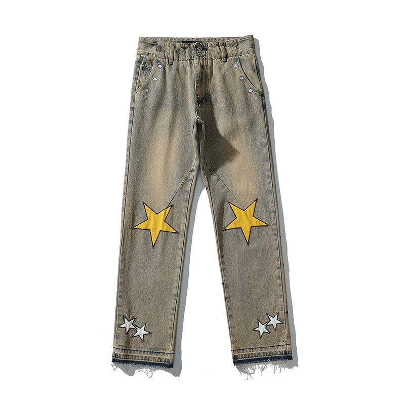 CLOUT COLLECTION ™ | 'Star Studded' Custom Embroidered Denim Jeans