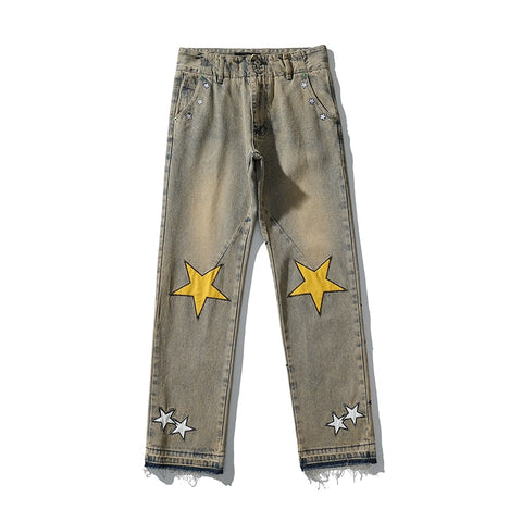 Jeans Stars Mens, Star Embroidered Jeans