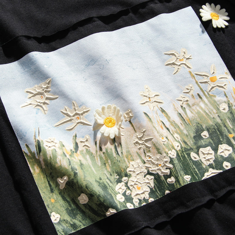 Floral Vibes 3D Print Cotton T-Shirt