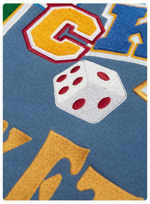 Varsity Jacket with 'Lucky' Casino Aesthetic Patching