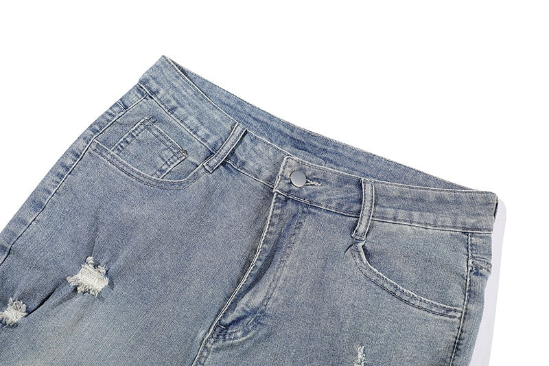 Cracked Two Face Light Wash Denim Jeans | Clout Collection – CLOUT ...