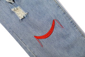 Red Stream Loose Fit Light Wash Denim Jeans