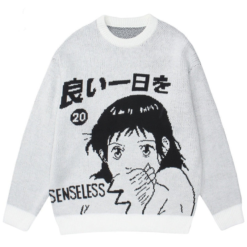 تسوق Sweaters Men Hip Hop Vintage Anime Girl Knitted Jumper Women High  Street Y2KBlack 1 اونلاين  جوميا مصر